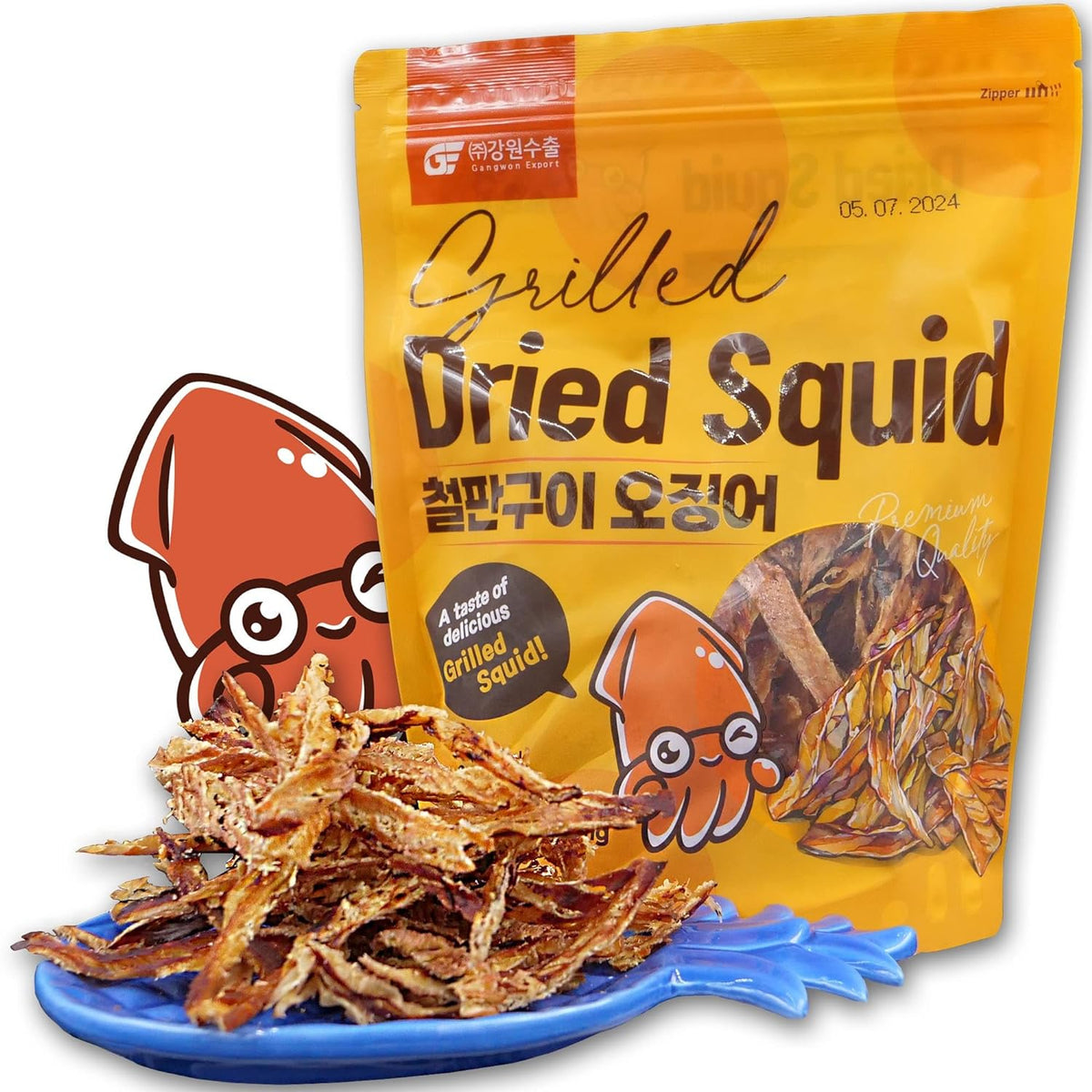 Savory Dried Squid Snack [9.17oz Bag] –  Sliced Grilled Squid Jerky for Adults & Kids