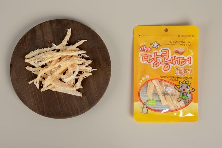 Tasty Dried Squid Snack(Peanut Butter Flavored [0.88oz X 6Bags]