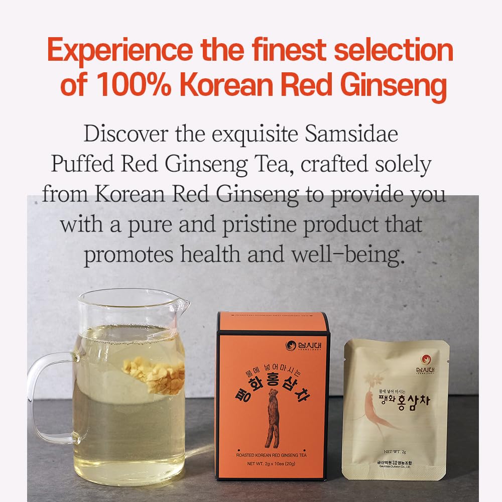 Korean Red Ginseng Roasted Tea (2g X 10ea), 100% Chopped