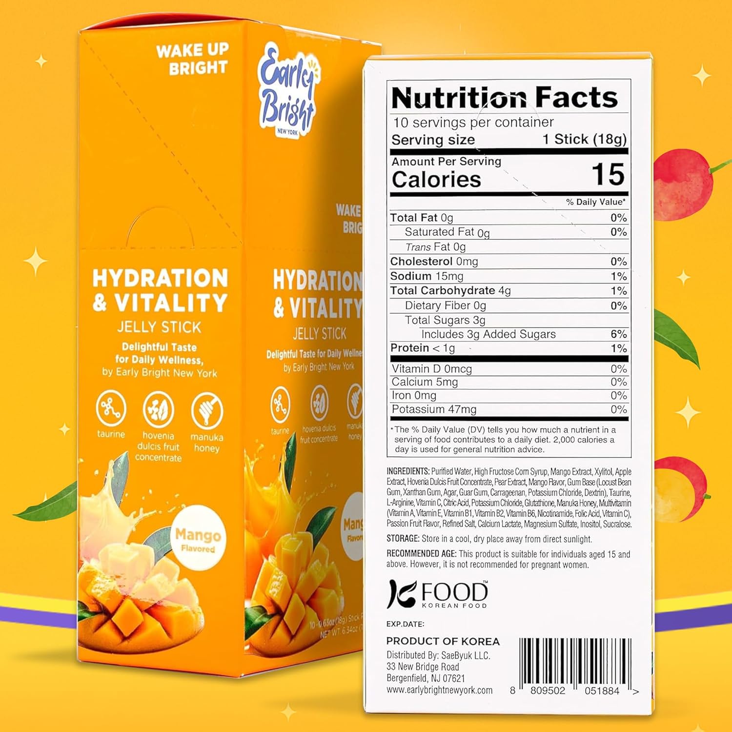 Mango-Flavored Wellness Jelly Stick - Hydration & Recovery Support for Daily Vitality