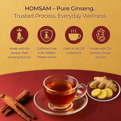 SAMSIDAE Korean Red Ginseng & Ginger Tea (50 Bags) | Supports Energy, Circulation & Digestion