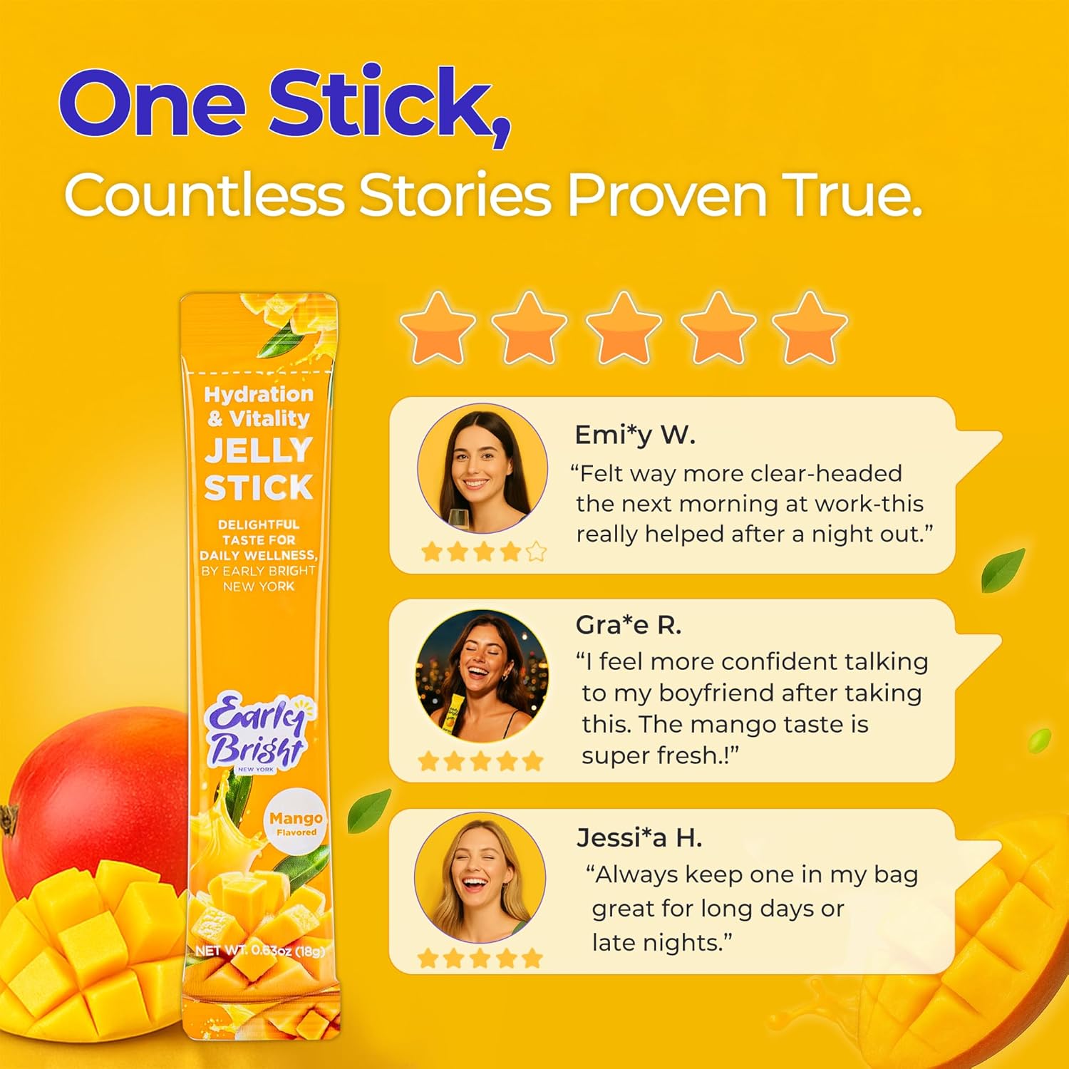 Mango-Flavored Wellness Jelly Stick - Hydration & Recovery Support for Daily Vitality