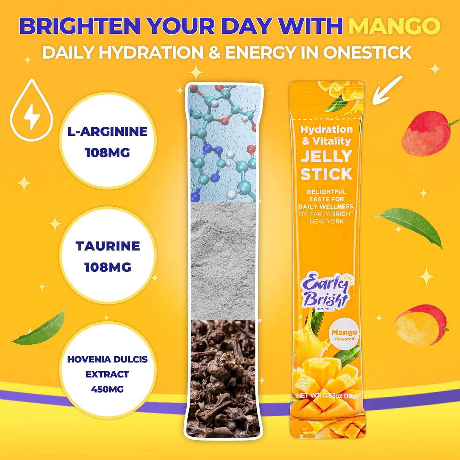 Mango-Flavored Wellness Jelly Stick - Hydration & Recovery Support for Daily Vitality