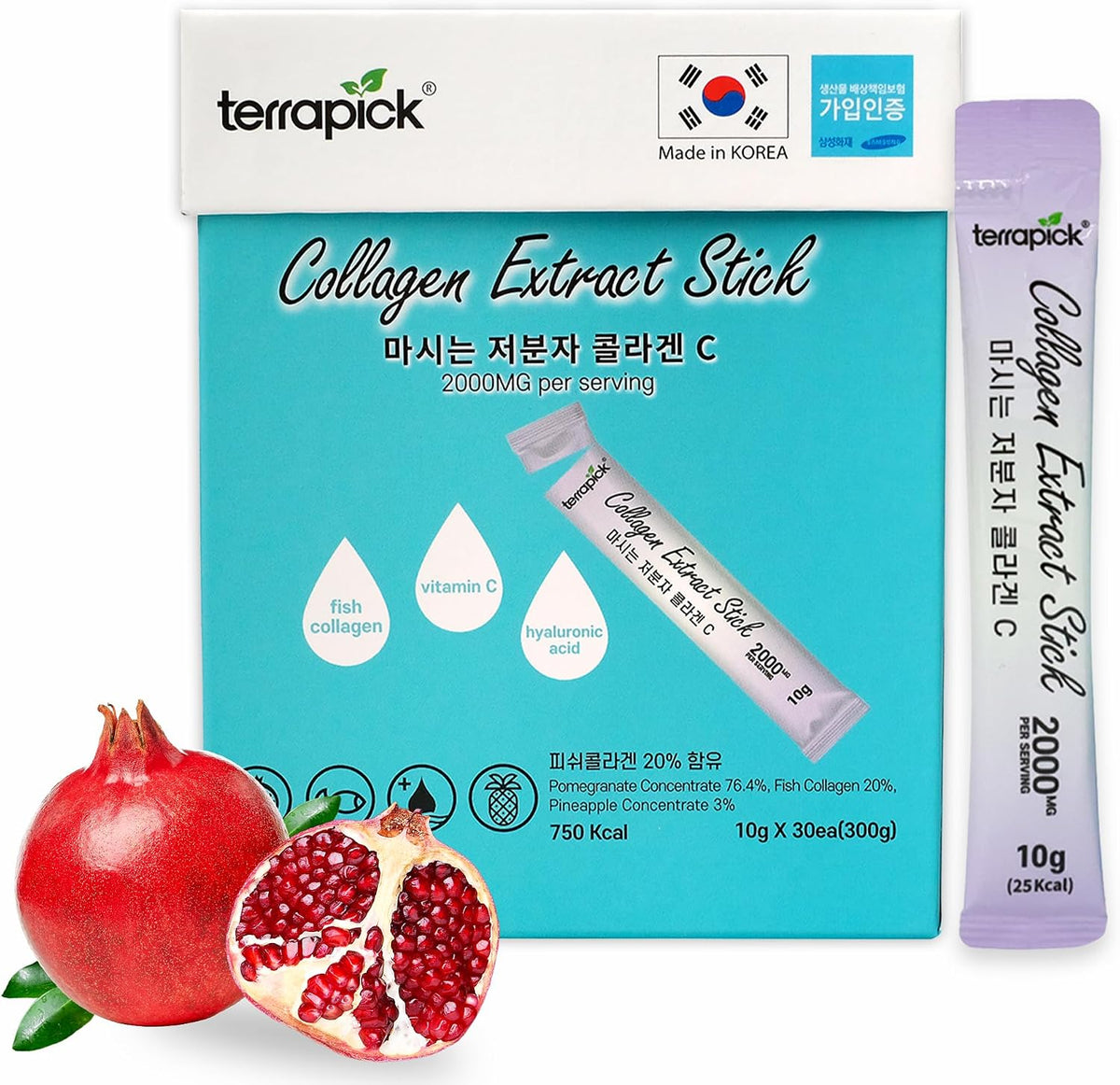 Collagen Extract Stick – Korean Low Molecular Fish Collagen Drink with Pomegranate & Vitamin C