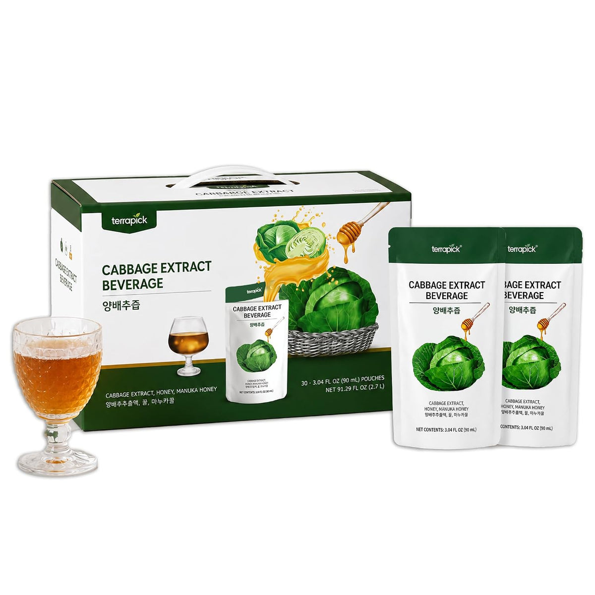 Korean Cabbage Juice (Non-Pesticide) with Honey & Manuka Honey – 30 Pouches